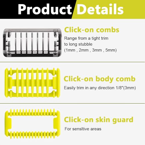 MAYCREATE® Set de Protectores de Guías para Philips OneBlade, Accesorios para Recortadora Eléctrica Híbrida QP2630 QP2620 QP2530 QP2520, Reemplazo de Peines Guía para Barba de 1/2/3/5 MM