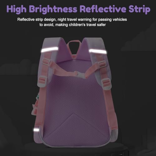 PALAY® Kuromi Backpack Kawaii Primary Schoolgirls Backpack School Double-layer Travel Book Bag Waterproof Nylon Book Bag School Gift Birthday Gift for Girls 4-6 Years Old