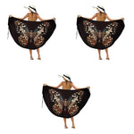 PALAY® Beach Wear Dress for Women Butterfly Print Swimming Suit Waterproof Adjustable Straps Cover Up Sarongs Bikini Set Lightweight Swimsuit Vacation Outfits 3PCS