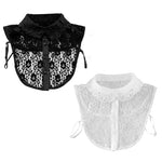 PALAY® 2pcs Fake Collars Shirts for Women,Detachable Collar Fake Shirt Collar,Floral Lace Half Shirts Blouse for Women Girls Elegant False Dickey (White & Black Combo)