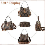 PALAY® Cross Body Bag Purses For Women Pu Leather Bucket With Two Adjustable Shoulder Strap dark brown 3PCS