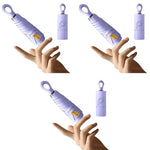 PALAY® UPF 50+ Sun Umbrella Travel Black Coated Liner Fiberglass Ribs Design Fashion Folding Lightweight with Rubberized Loop Handle Purple 3PCS