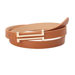 PALAY Fashion Belt for Women with Fine Metal Buckle 0.7 in Width PU Leather Brown | Dress Accessory