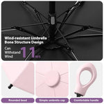 PALAY® 2Pcs Mini Sun Umbrella UPF 50 Plus Sun Protective Umbrella with Black Liner 6 Strong Ribs Design Fashion Outdoor Folding Umbrella Travel Lightweight Umbrella with Rubberized Hanging Handle