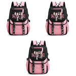 PALAY® Black Pink Bag For Girls School with USB Cable Jack Cute Backpacks Idol Print Design Laptop and Casual Student Accessories That can Hold 16.8 inches Books 3 PCS