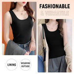 PALAY® Women's Thermal Underwear Tops Fleece Cami Underwear Tops Soft Sleeveless Undershirt Warm Base Layer Vest, Black 2 PCS