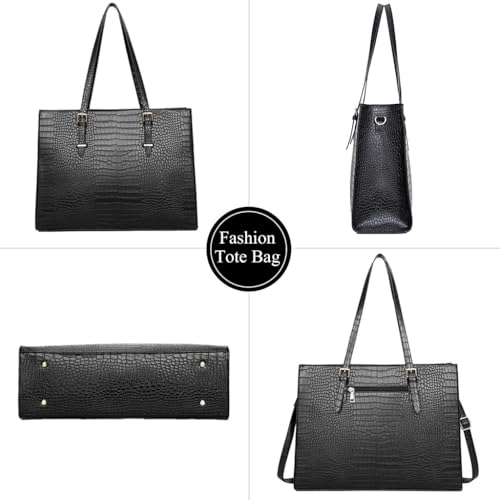 PALAY® Laptop Bag for Women 15.6 inches Laptop Tote Bag Fashion PU Leather Laptop Tote Bag Business Briefcase Shoulder Bag Commuting Handbag Crossbody Bag Detachable Shoulder Strap Design