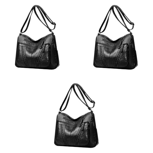 PALAY® Fashion Shoulder Bag for Women PU Leather Multi-Layer Compartment Sling Tote Crossbody Pouch Casual Travel Daily Commuting 3 PCS