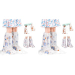 PALAY® Rain Shoe Covers for Kids 3 Pairs Slip-On with Elastic Collar Knee-Length Fashion Cartoon Wear-Resistant 5-12 Years Old 2PCS