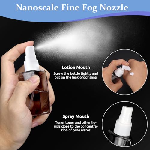 MAYCREATE® 4 in 1 Travel Bottles for Toiletries, 50ml Spray Bottle & Lotion Bottle Kit, Portable Travel Toiletry Bottles with Case, Leak-proof Refillable Small bottles for Travel for Shampoo Liquid