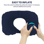 PALAY® Inflatable Travel Pillow Compact Portable Head and Neck Support in Flight Self Pump Up Adjustable U Shaped Ultralight Foam Blue 3PCS