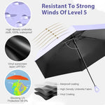 PALAY® UPF 50+ Sun Umbrella Travel Black Coated Liner Fiberglass Ribs Design Fashion Folding Lightweight with Rubberized Loop Handle Purple 3PCS