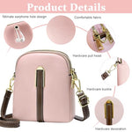 PALAY® Sling Bag Stylish PU Women Crossbody Phone Double Layer Daily with Detachable Shoulder Belt Casual Zipper Pouches Gift Pink 3PCS