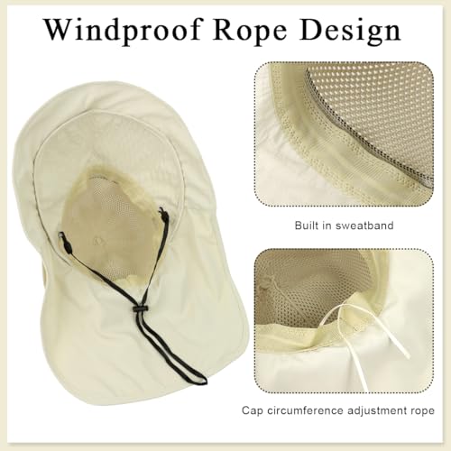 PALAY® Summer Sun Hats for Women, Stylish Beach Hat UPF 50+ Wide Brim Sun Protection Hat for Woman, Breathable Mesh Lightweight Casual Outdoor Travel Hats with Neck Flap - Beige