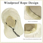 PALAY® Summer Sun Hats for Women, Stylish Beach Hat UPF 50+ Wide Brim Sun Protection Hat for Woman, Breathable Mesh Lightweight Casual Outdoor Travel Hats with Neck Flap - Beige