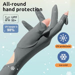 PALAY® 2 Pairs Hand Gloves for Sun Protection with Arm Sleeves for Women,Nylon Ice Silk Sun Protection Gloves Women Cooling UV Hand Cover Arm Sleeves Bike Riding