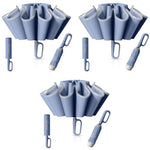PALAY® 50 Large Umbrella with Reflective Strip Auto 3-Fold Compact Travel Carabiner Handle Reinforced 10 Dual Ribs Sun Protection 99 UV Rain Windproof for Men Women Blue 3 PCS