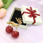 PALAY® Bag Charms Red Cherry Keychain with Gift Box Sweetly Gold Metal Keyring Glittering Cherry Pendant Bag Charm for Handbags Cute Key Chain for Girls Women