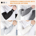 PALAY® 4 Pair Men' Arm Sleeves, Loose-fit Sun Protection Sleeves, Ice Silk Breathable Quick Dry