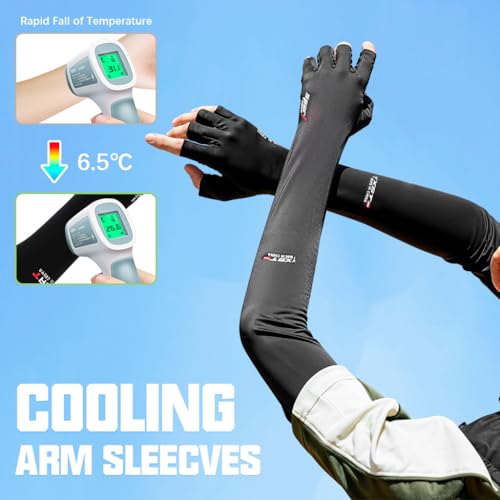 PALAY® 2 Pairs Hand Gloves for Sun Protection Bike Riding Non-Slip Touch Screen UV Protection Arm Sleeves for Men Women Breathable Silk Cooling Hand Sleeves Breathable Arm Sleeves for Driving, Cycling