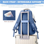 PALAY® Girls Backpack School with Small Zipper Pouch Fashion Blue Nylon Padded Shoulder Straps Handle Design Multi Compartment Large Camping Travel 2 PCS