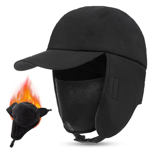 PALAY® Winter Cap for Men Outdoor Riding Cap with Earflap & Removable