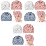 PALAY® 3pcs Cap for Baby Girl Boy,Lovely Bow Caps for Babies,Soft Warm Baby Cap 0-3 Month Stretchy Turban Girl 3-12 Months Infant Hat Newborns Shower Gift X 3