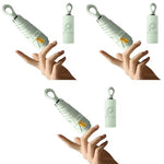 PALAY® Mini Sun Umbrella UPF 50 Protective with Black Liner 6 Strong Ribs Design Fashion Outdoor Folding Travel Lightweight Rubberized Hanging Handle 3 PCS