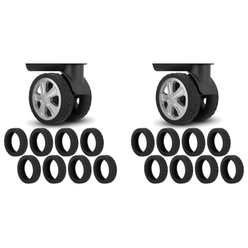 PALAY® 16PCS Luggage Wheel Silicone Protector Cover Suitcase Silent Shock-Proof Carry on Wheels for Wheel-on Luggage Black