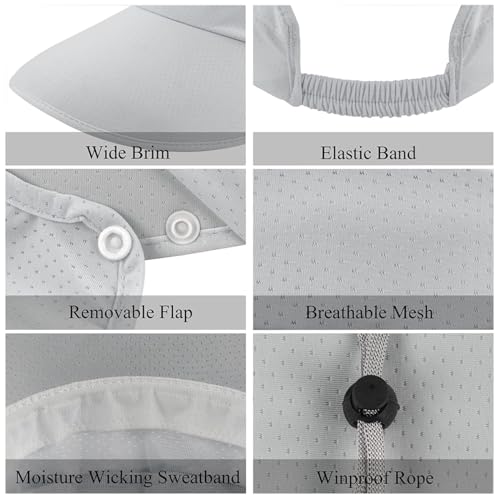 PALAY® Sun Hat for Women with Detachable Face Cover Wide Brim Hats UV Protection Breathable Outdoor Summer Visor Cap Bike Fishing Cycling 2PCS