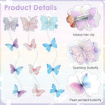 PALAY® 6Pcs Pearl Butterfly Kids Hair Clips for Girls,Cute Braid Hair Accessories for Kids Girls Fashion Hairpin Beaded String Charm Headpieces Pins Gift Party Daily Headwear