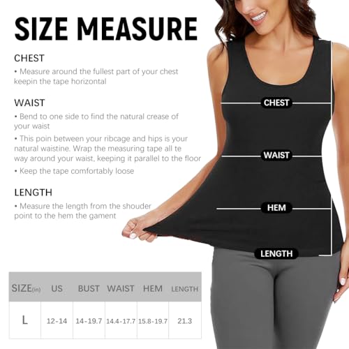 PALAY® Women's Thermal Underwear Tops Fleece Cami Underwear Tops Soft Sleeveless Undershirt Warm Base Layer Vest, Black 3 PCS