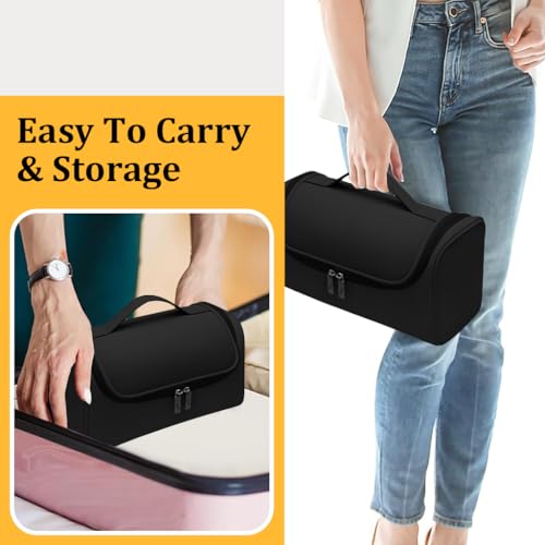 MAYCREATE® Estuche de Viaje para Dyson, Bolsa de Almacenamiento de Air Wrap, Impermeable de PU Mejorada, Organizador de Shark Flexstyle, Funda de Almacenamiento Portátil con Gancho para Colgar (Negro)