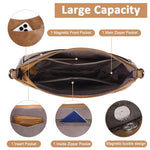 PALAY® Women Satchel Bag Fashion PU Solid Brown Crossbody Sling Shoulder with Woven Embossed Strap Casual Daily 2 PCS