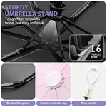 PALAY® Compact Umbrella for Sun Rain Protection Auto Open Close Travel Folding with Flower Charm Strap Black Tape UV 8 Dual Ribs Anti-Slip Rubber Handle Outdoor Commute 2 PCS