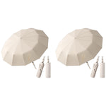 PALAY Umbrella for Sun Protection with 12 Ribs and Mechanical Handle Beige 2PCS | UPF 50+