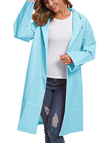 PALAY® 2Pcs Rain Ponchos for Men Women, Reusable EVA Raincoats with Hood for Rain Ponchos
