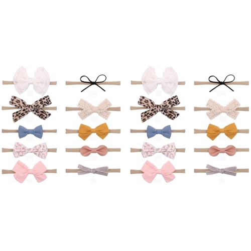 PALAY® 20PCS Bow Hair Bands for Baby Girls Boys Handmade Hairband Cute Elastic Headbands Soft Nylon Head Band Newborn Infant Toddlers