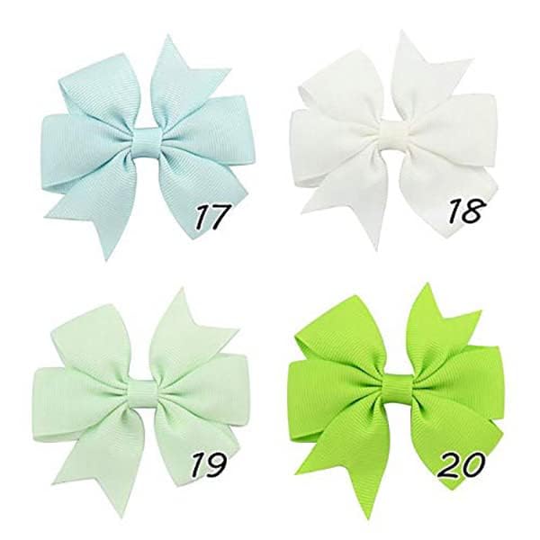 PALAY® 20 Pieces Hair Bows For Kids Girls 3 Inch Grosgrain Ribbon Hair Bows Alligator Clips For Baby Girls, Hair Accessories, Multi
