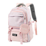 PALAY® Girls Backpack School Backpack with Small Zipper Pouch Fashion Pink Nylon Backpack with Padded Shoulder Straps & Handle Design Multi Compartment Large Backpack for School, Camping, Travel