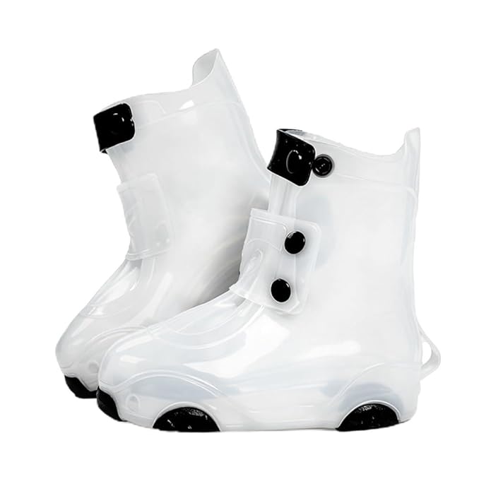 PALAY® Kids Rain Boot Covers, Waterproof Shoe Covers, Unisex, Reusable, Overshoes, White, Size L