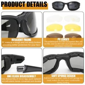 PALAY® UV400 Riding Goggles, Black Cycling & Motorcycle Sunglasses for Men, 3 Interchangeable Lenses, Anti-Fog, Windproof, Scratch-Resistant, Adjustable Strap, 2 Pack with Storage Bag