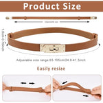 PALAY® Waist Belt for Women Dresses, Fashion Ladies Belts for Women, PU Leather Slim Women Belts for Dress, Alloy Turn Lock Buckle Belt for Blazer, Suit, Dress, Gown (Brown, Fit Waist 65-105cm) 2 PCS