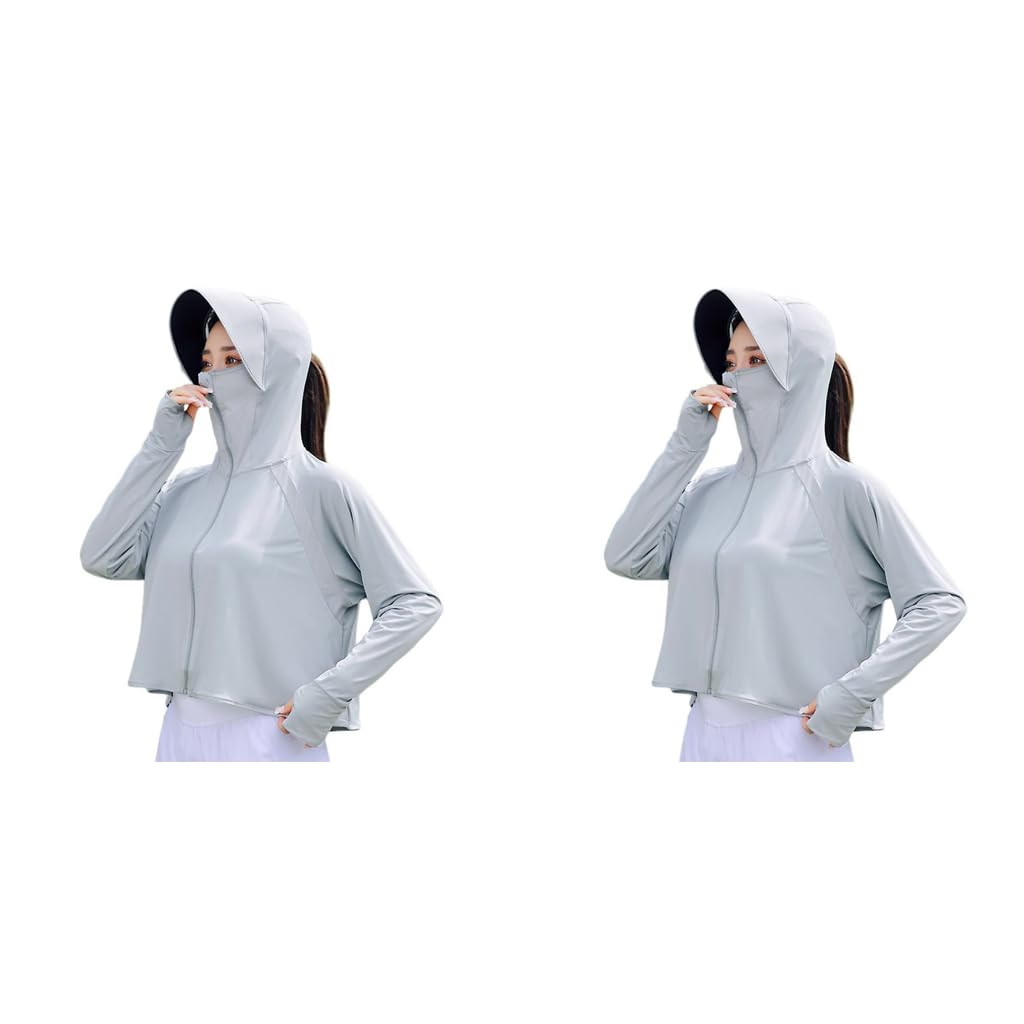PALAY Sun Protection Jacket for Women with UPF 50 Plus Wide Brim Hat and Face Mask | 2 PCS