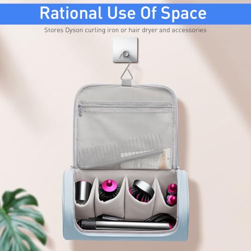 MAYCREATE® Estuche de Viaje para Dyson, Bolsa de Almacenamiento de Air Wrap, Impermeable de PU Mejorada, Organizador de Shark Flexstyle, Funda de Almacenamiento Portátil con Gancho para Colgar (Azul)