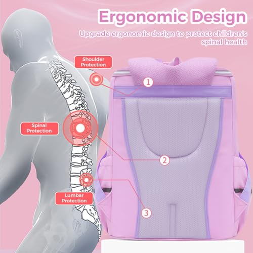 PALAY® Unicorn Backpack for Kids Girls Stylish Durable Water-Resistant Shoulder School Bags 6-12 Years Old Birthday Rakhi Gift Purple 3 PCS