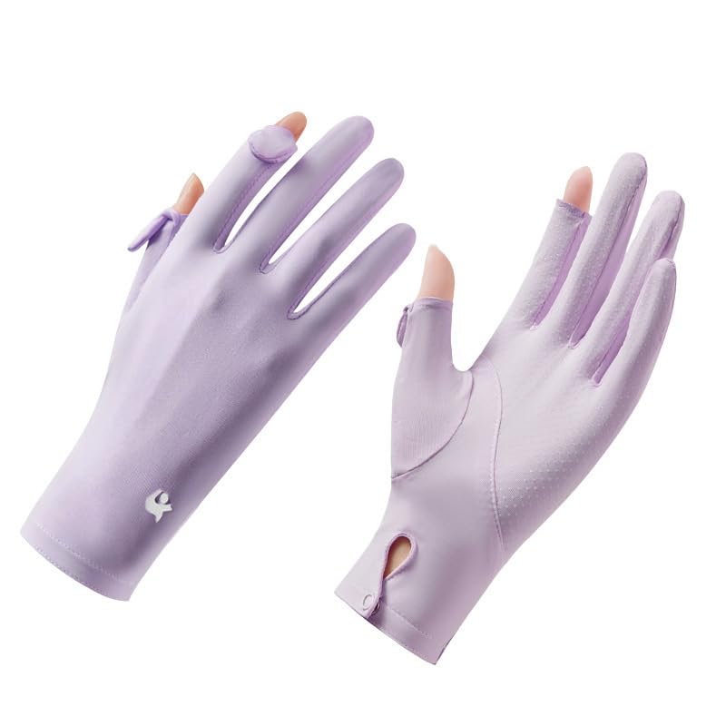 PALAY® Hand Gloves for Sun Protection Gloves for Women Bike Riding - Anti-Skid, Touch Screen Glove for Cycling Riding, Breathable Outdoor UV Protection, Snap Button Closure, Purple