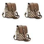 PALAY® Sling Bag for Women Crossbody Bag for Women Phone Bag Stylish PU Leather Mobile Cell Phone Holder Pocket Purse Wallet Sling Bag Mini Shoulder Bags (Brown) 3 PCS