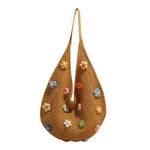 PALAY® s Boho Crochet Beach Tote Shoulder Bag with Colored Beads Aesthetic Hippie Knit Hand Bags for Women