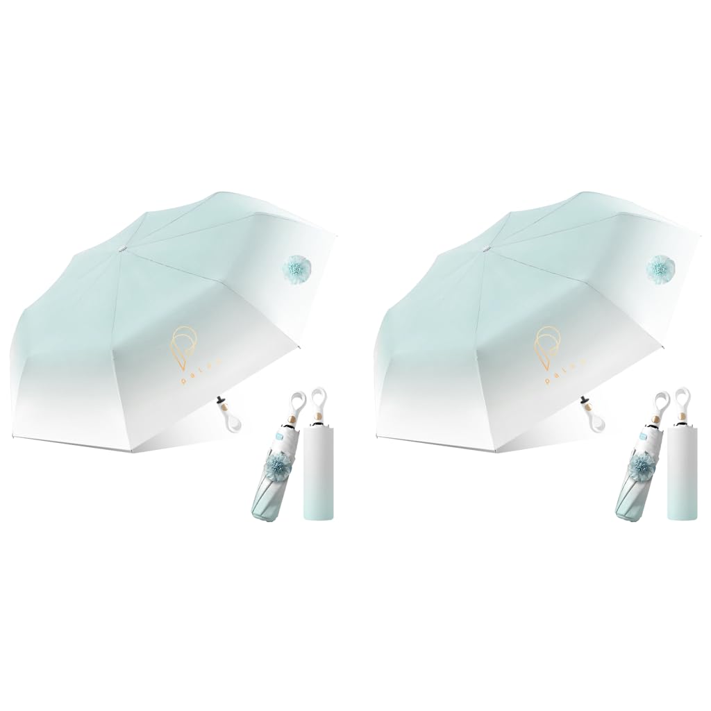 PALAY Umbrella for Sun and Rain Protection with 8 Dual Ribs and Anti Slip Handle | 2PCS